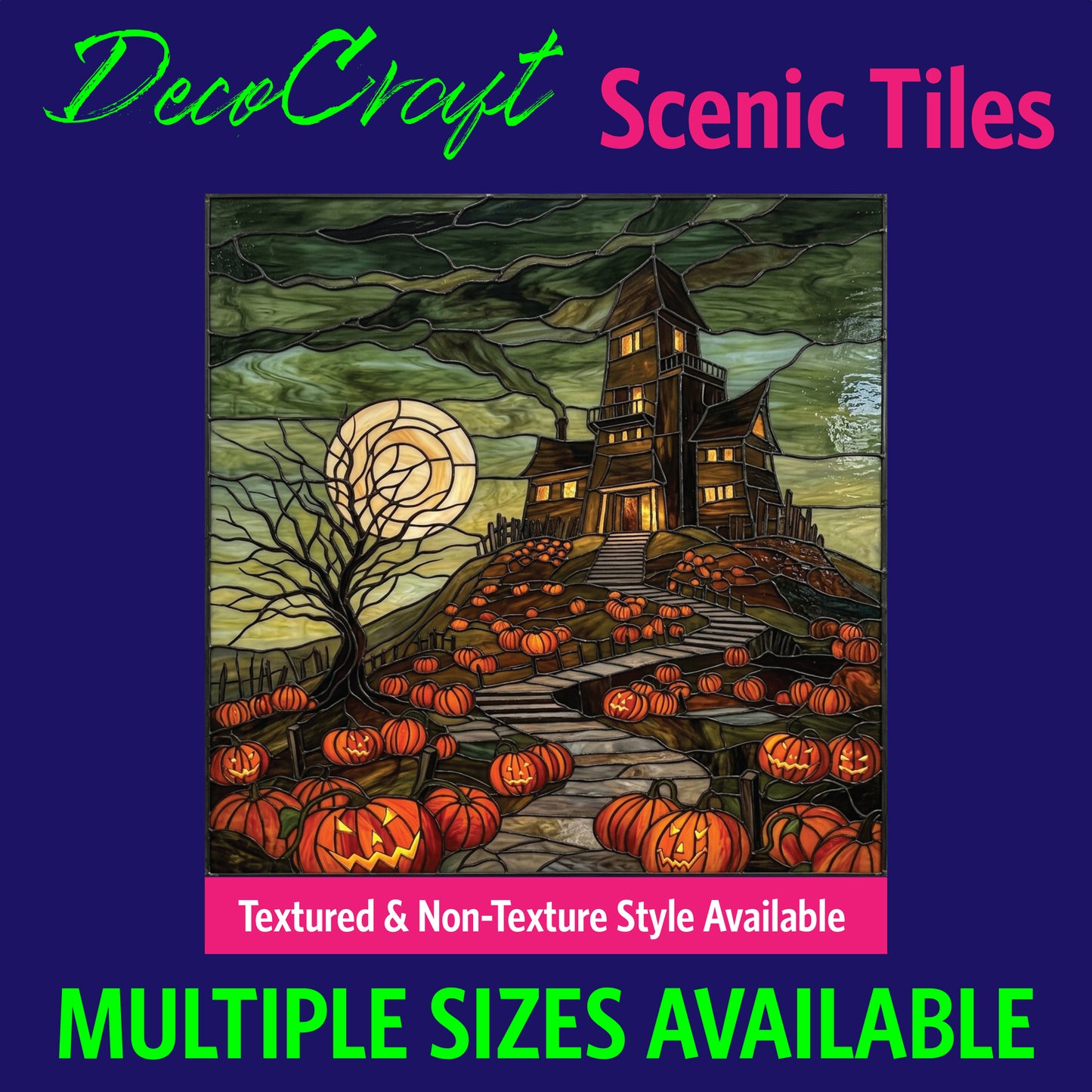 DecoCraft - Scenic Elevated Texture Tiles - Halloween - Haunted Hill House
