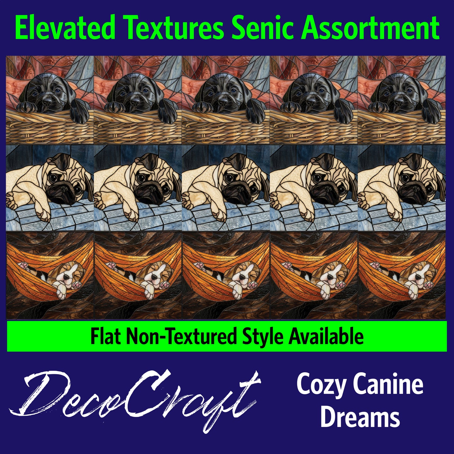 DecoCraft - Scenic Elevated Texture Tiles - Dogs - Cozy Canine Dreams