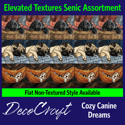 DecoCraft - Scenic Elevated Texture Tiles - Dogs - Cozy Canine Dreams