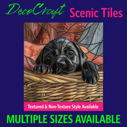DecoCraft - Scenic Elevated Texture Tiles - Dogs - Basket Peek-a-boo