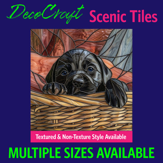 DecoCraft - Scenic Elevated Texture Tiles - Dogs - Basket Peek-a-boo