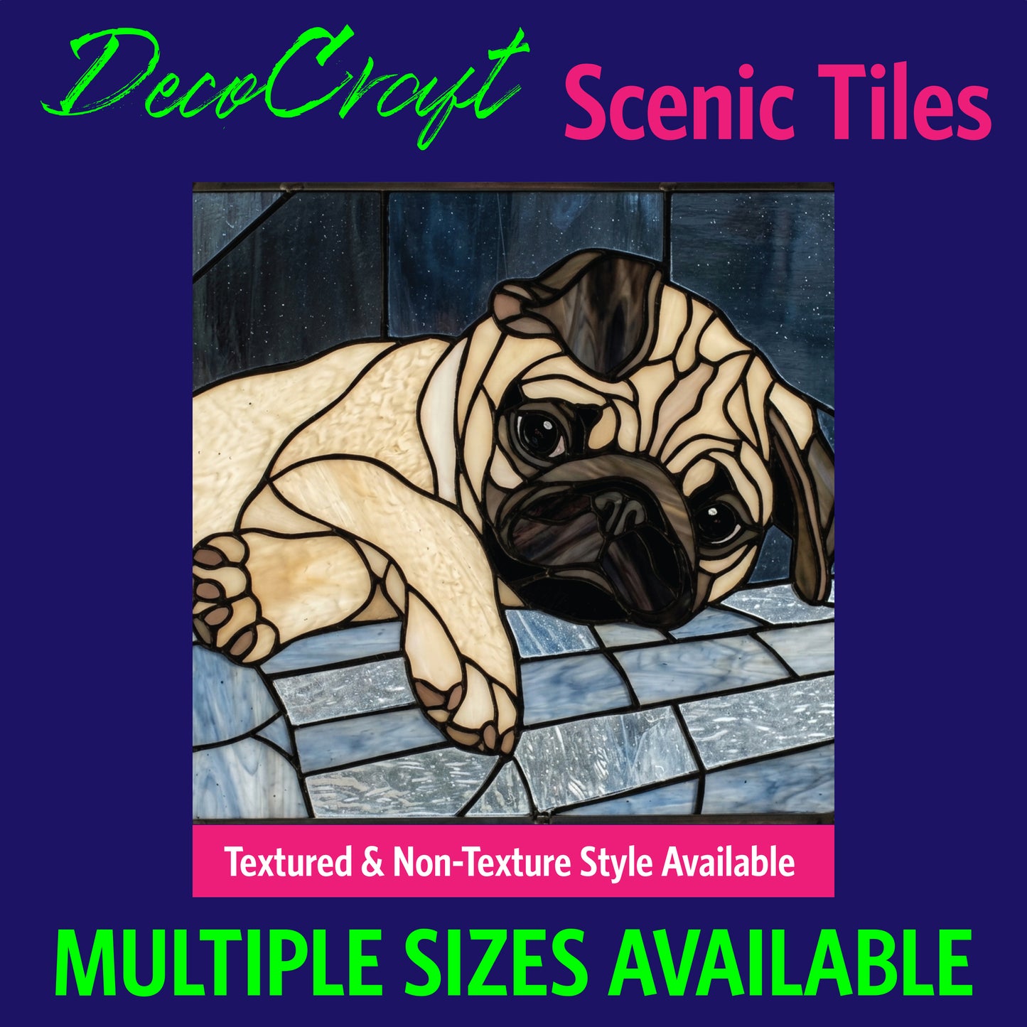 DecoCraft - Scenic Elevated Texture Tiles - Dogs - Sleepy Pug