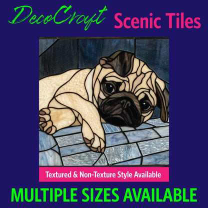 DecoCraft - Scenic Elevated Texture Tiles - Dogs - Sleepy Pug