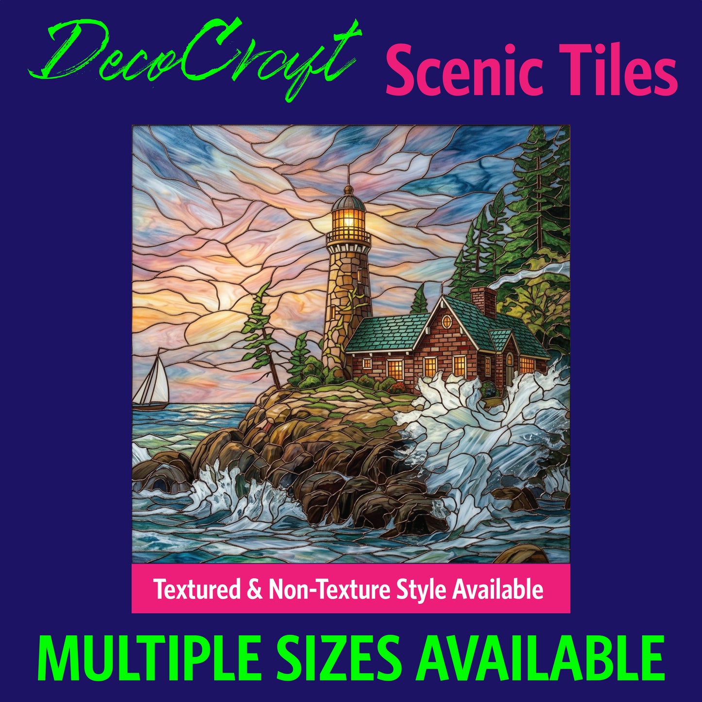 DecoCraft - Scenic Elevated Texture Tiles - Lighthouses - Storm Watchpoint