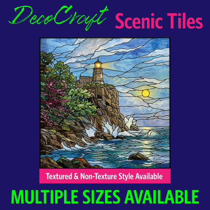 DecoCraft - Scenic Elevated Texture Tiles - Lighthouses - Golden Moon