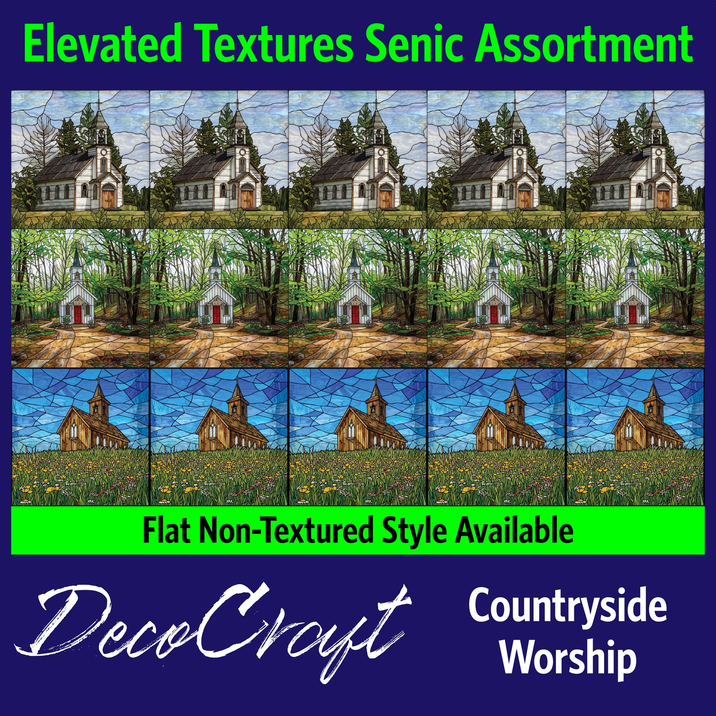 DecoCraft - Scenic Elevated Texture Tiles - Churches - Countryside Worship