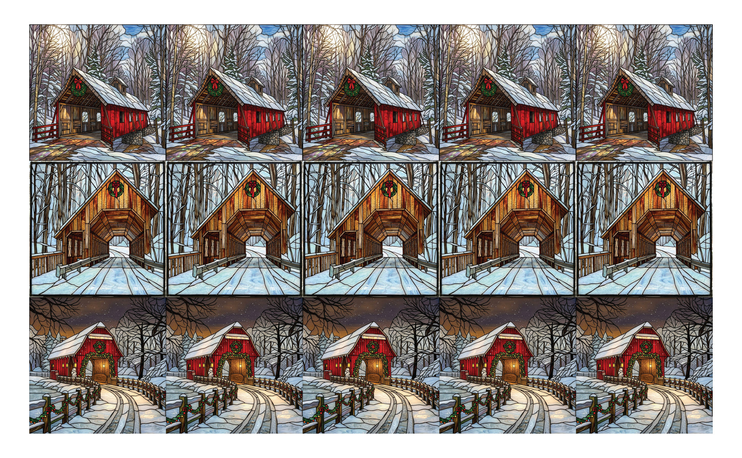 DecoCraft - Scenic Elevated Texture Tiles - Churches - Covered Bridges - Winter