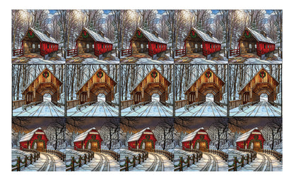 DecoCraft - Scenic Elevated Texture Tiles - Churches - Covered Bridges - Winter