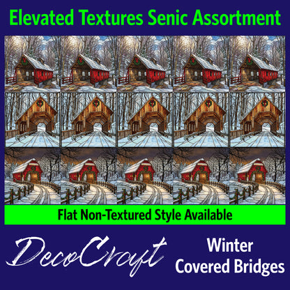 DecoCraft - Scenic Elevated Texture Tiles - Churches - Covered Bridges - Winter