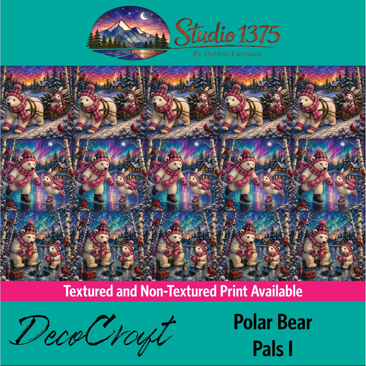 DecoCraft - Studio 1375 - Scenic Elevated Texture Tiles - Polar Bear Pals II Assortment