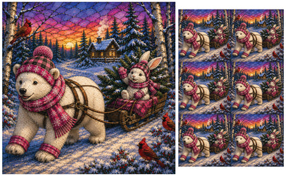 DecoCraft - Studio 1375 - Scenic Tiles Series - Polar Bears - Bringing Christmas Home