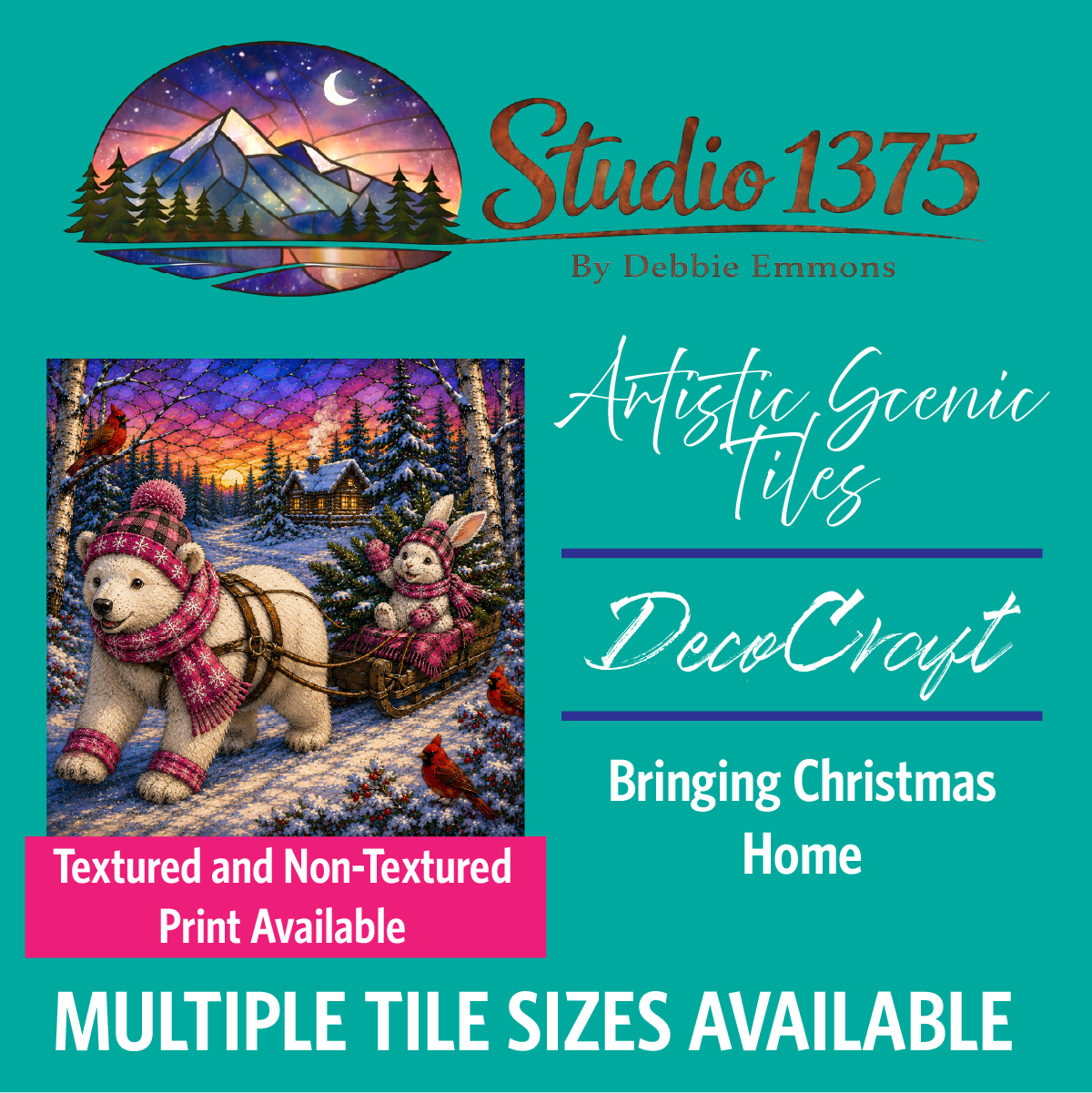 DecoCraft - Studio 1375 - Scenic Tiles Series - Polar Bears - Bringing Christmas Home