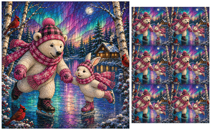 DecoCraft - Studio 1375 - Scenic Tiles Series - Polar Bears - Frozen Pond Fun