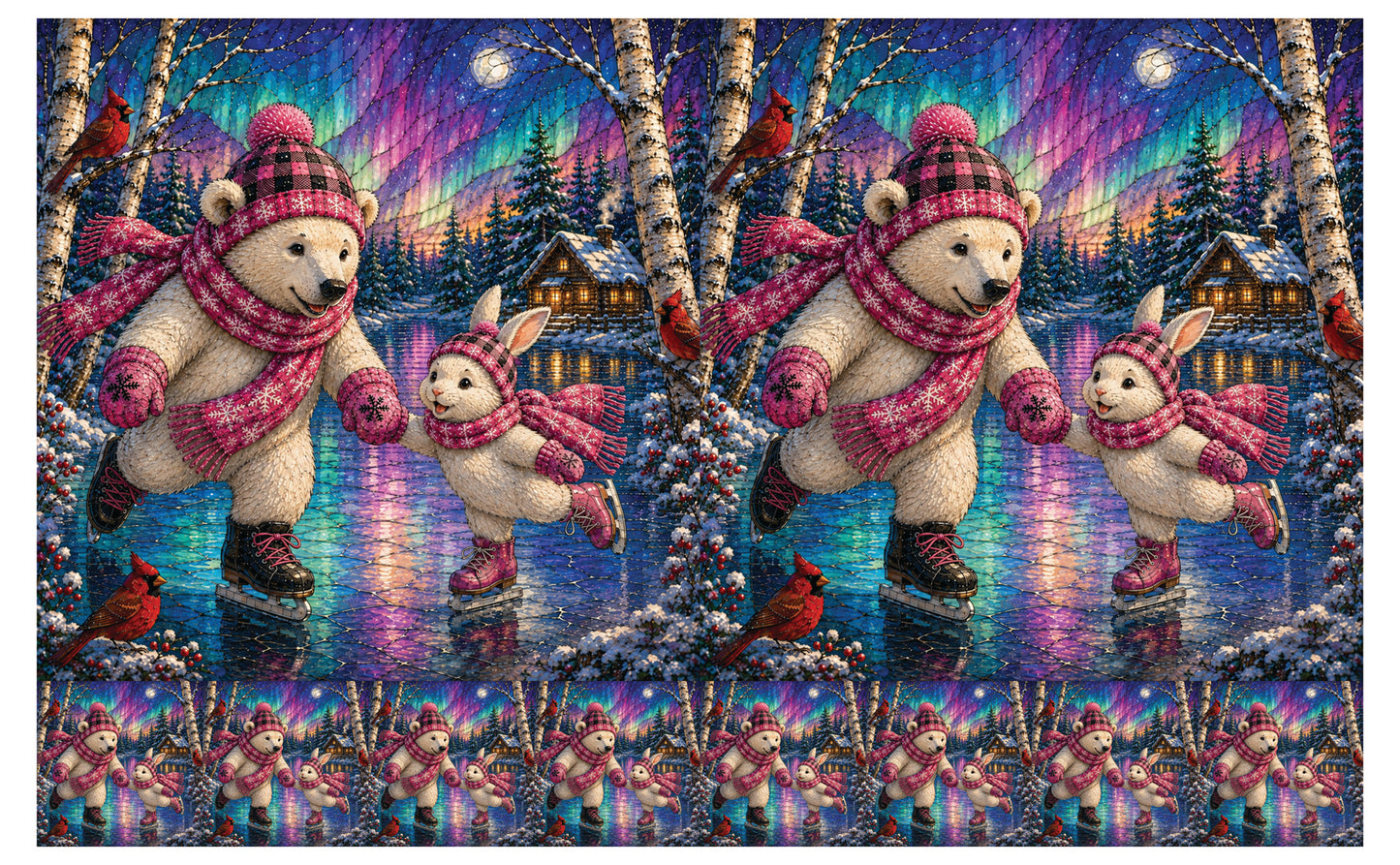 DecoCraft - Studio 1375 - Scenic Tiles Series - Polar Bears - Frozen Pond Fun