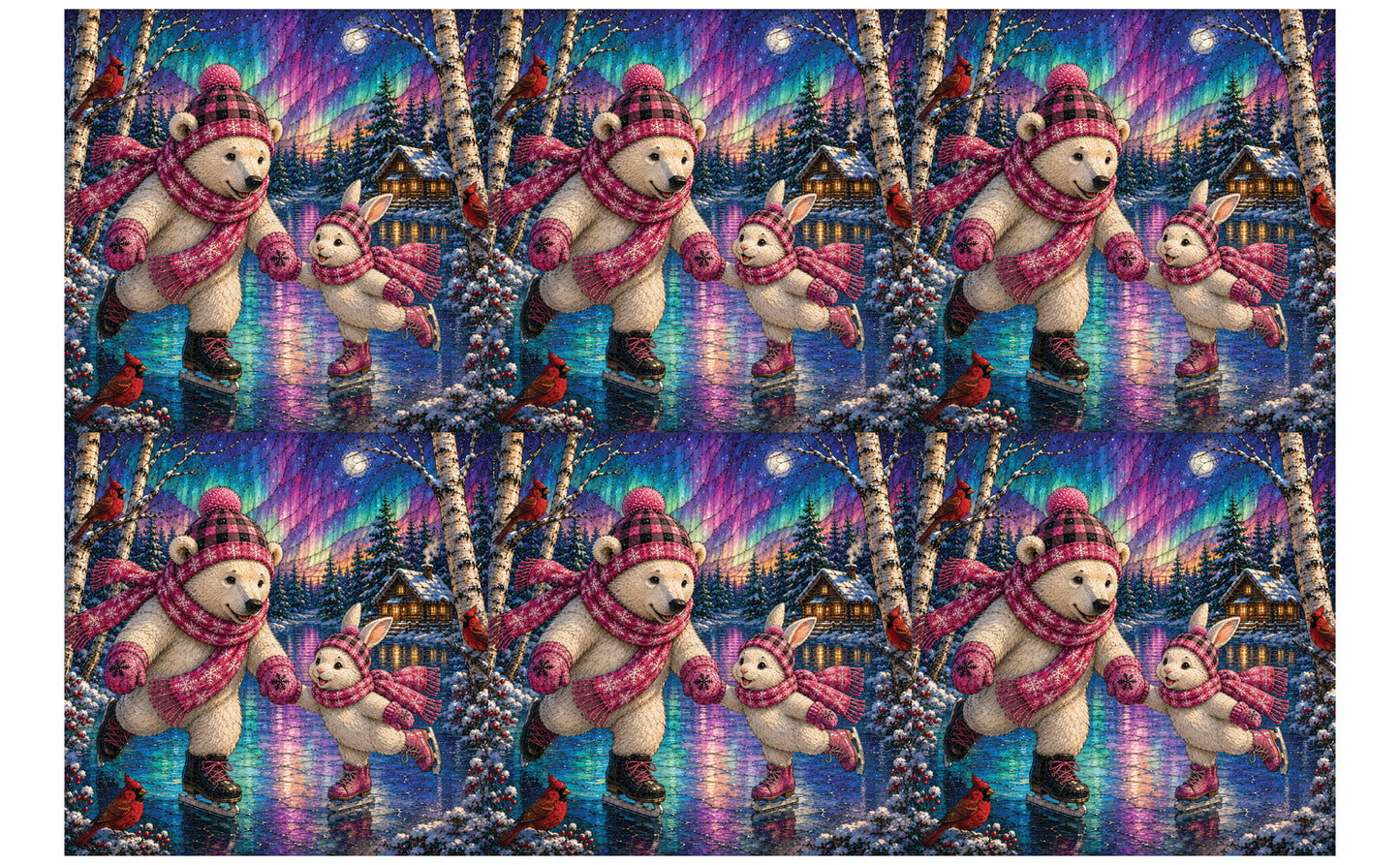 DecoCraft - Studio 1375 - Scenic Tiles Series - Polar Bears - Frozen Pond Fun
