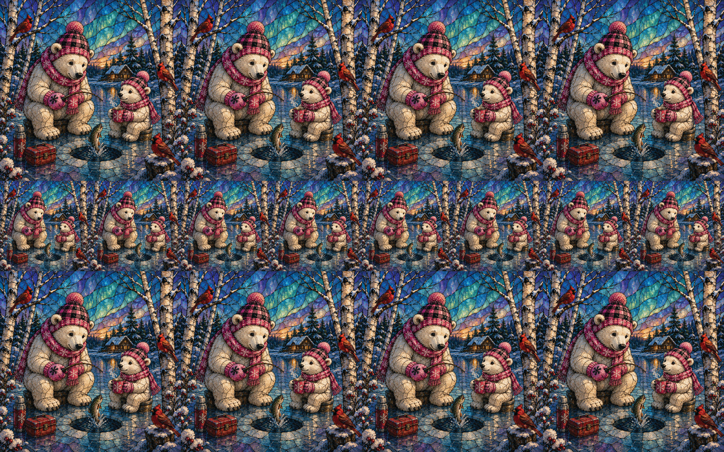 DecoCraft - Studio 1375 - Scenic Tiles Series - Polar Bears - Ice Fishing Friends