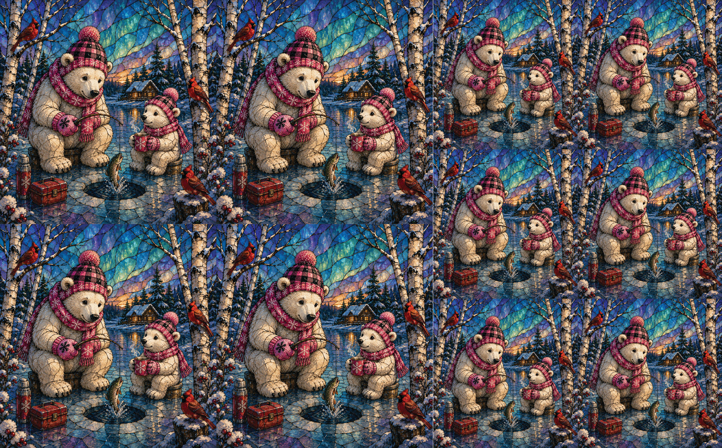 DecoCraft - Studio 1375 - Scenic Tiles Series - Polar Bears - Ice Fishing Friends