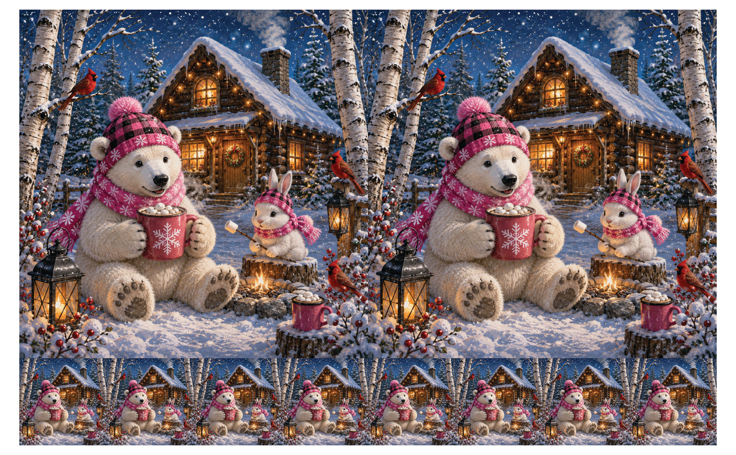 DecoCraft - Studio 1375 - Scenic Tiles Series - Polar Bears - Cozy Cocoa Cabin