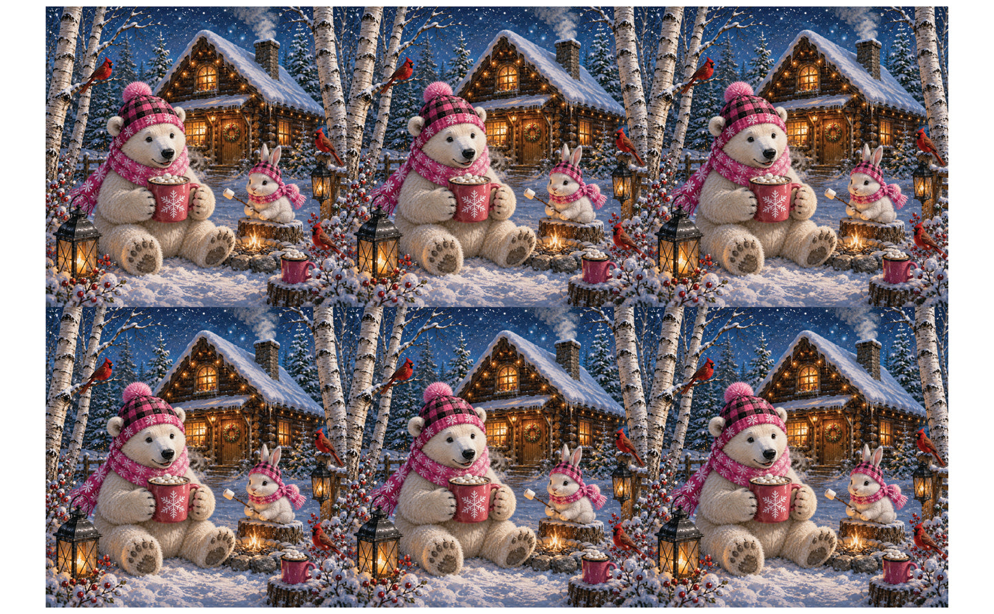 DecoCraft - Studio 1375 - Scenic Tiles Series - Polar Bears - Cozy Cocoa Cabin