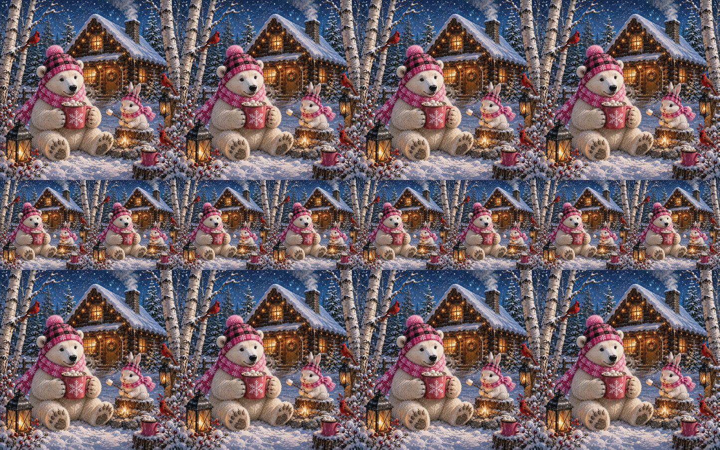 DecoCraft - Studio 1375 - Scenic Tiles Series - Polar Bears - Cozy Cocoa Cabin