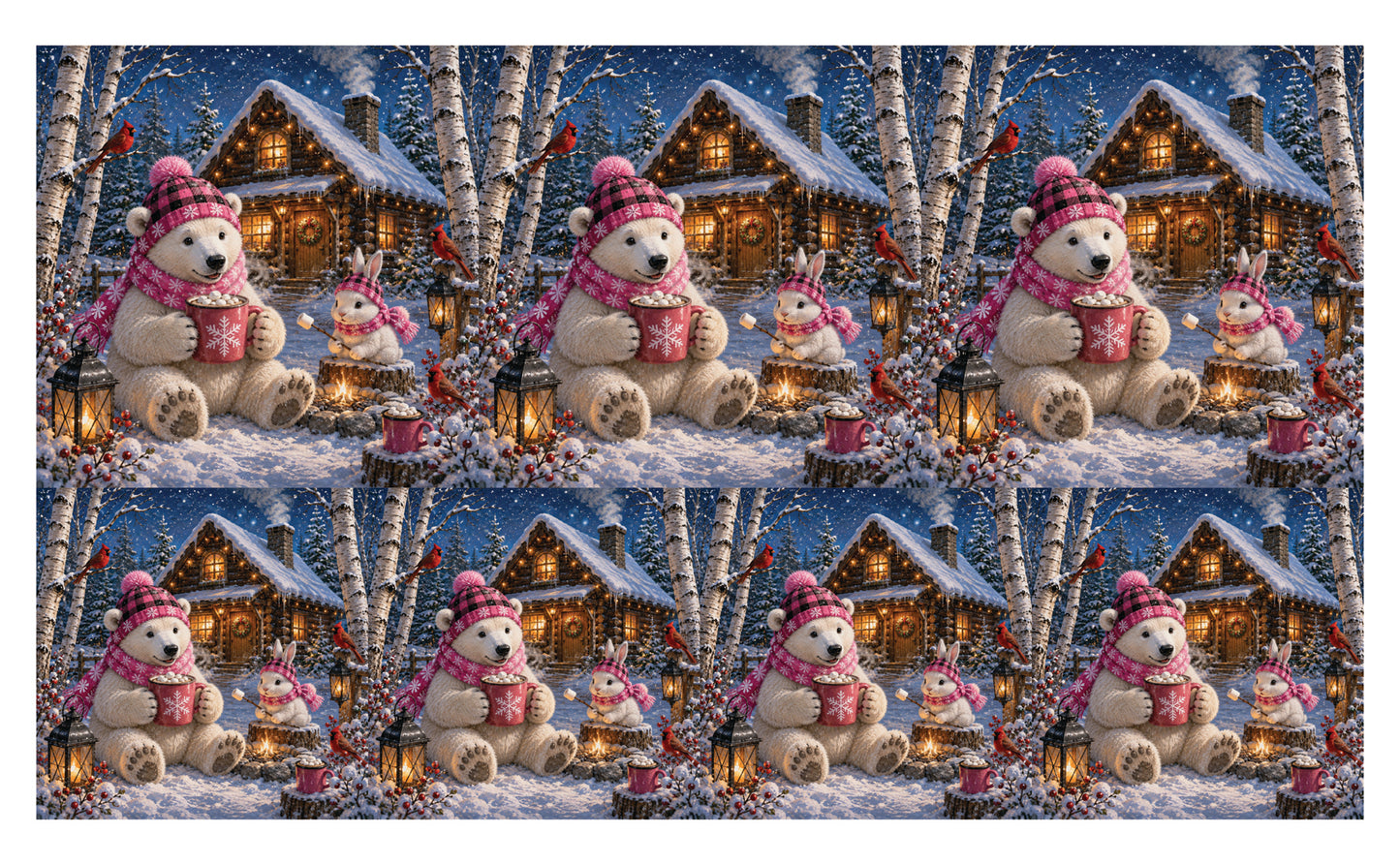 DecoCraft - Studio 1375 - Scenic Tiles Series - Polar Bears - Cozy Cocoa Cabin