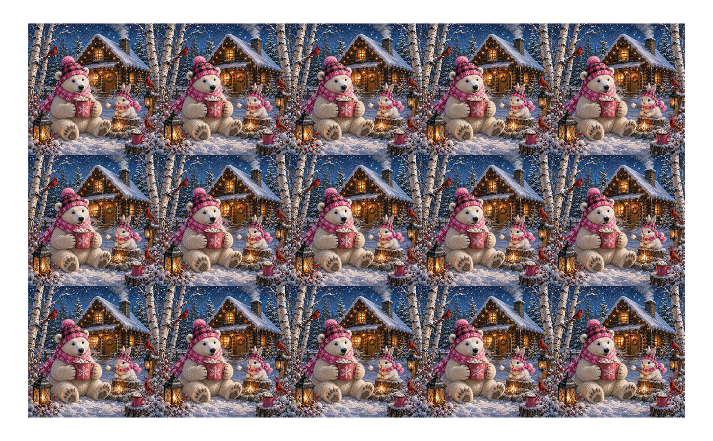DecoCraft - Studio 1375 - Scenic Tiles Series - Polar Bears - Cozy Cocoa Cabin