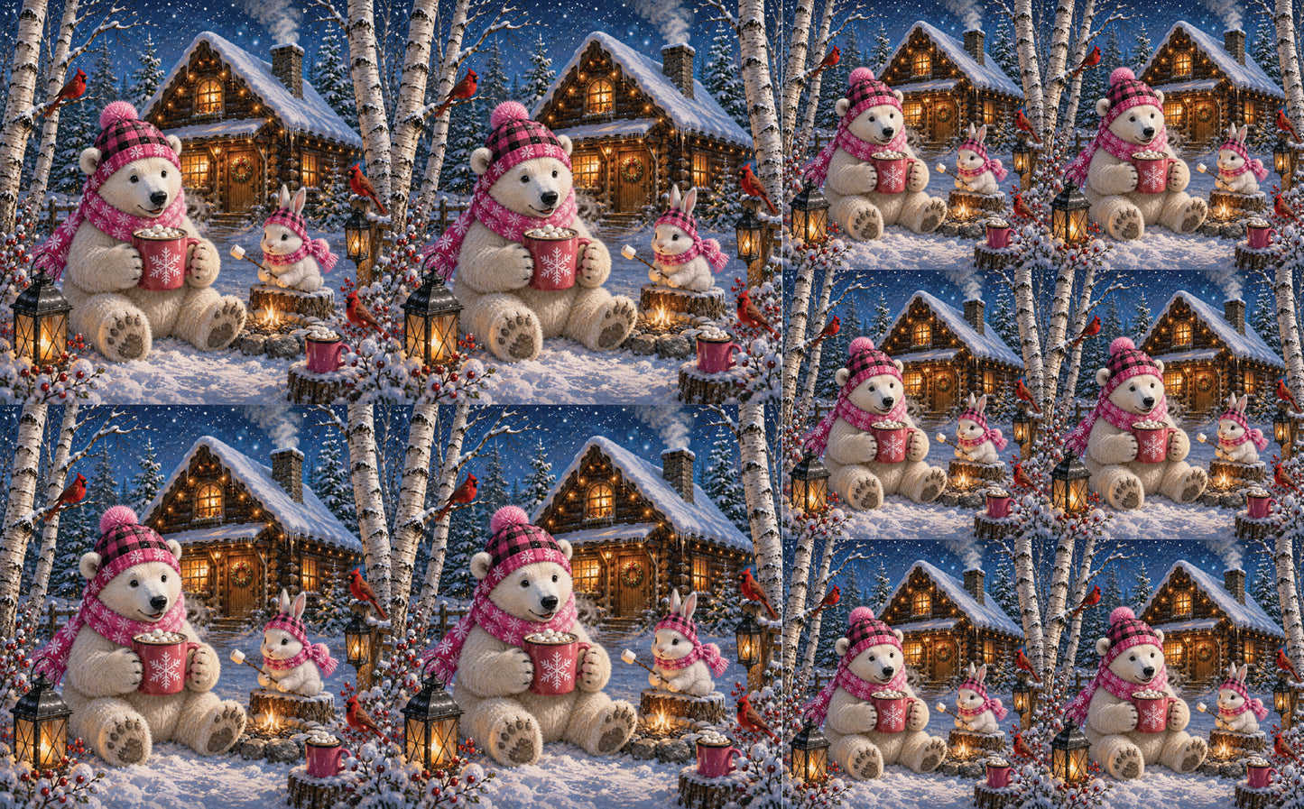DecoCraft - Studio 1375 - Scenic Tiles Series - Polar Bears - Cozy Cocoa Cabin