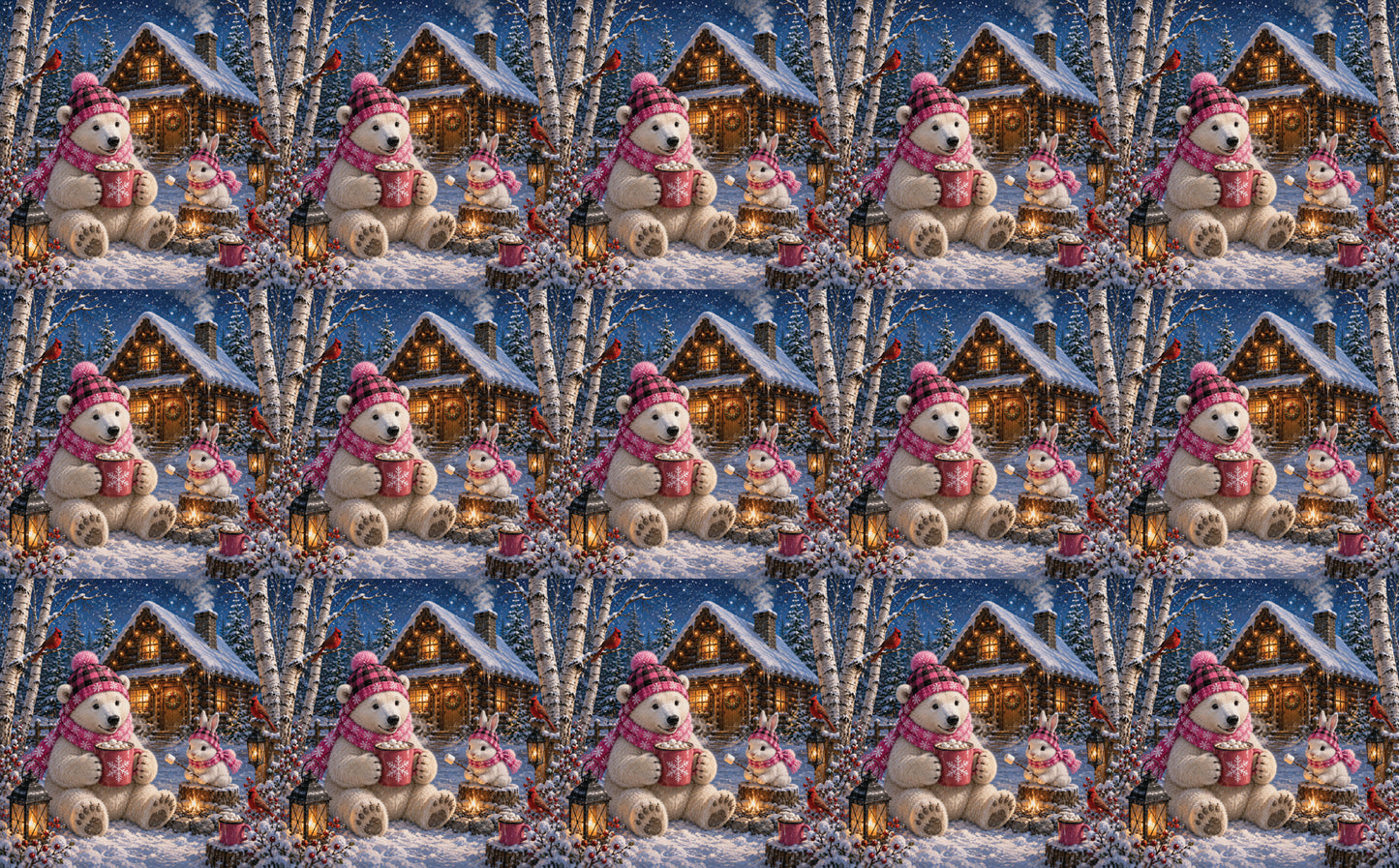 DecoCraft - Studio 1375 - Scenic Tiles Series - Polar Bears - Cozy Cocoa Cabin