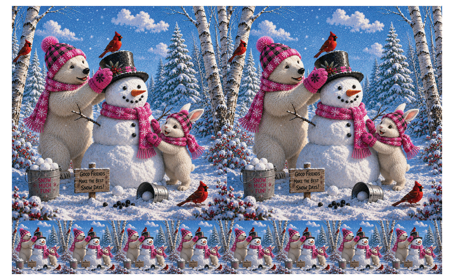 DecoCraft - Studio 1375 - Scenic Tiles Series - Polar Bears - Snowman Builders