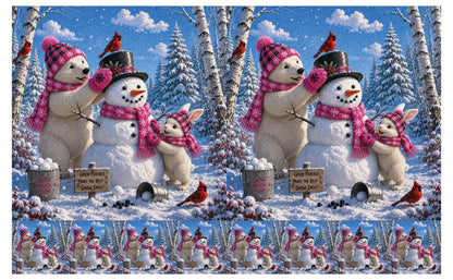 DecoCraft - Studio 1375 - Scenic Tiles Series - Polar Bears - Snowman Builders