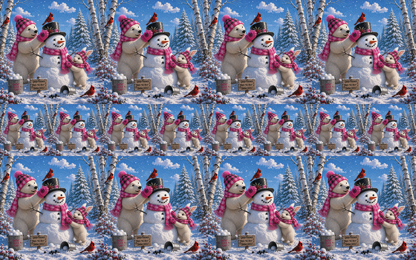 DecoCraft - Studio 1375 - Scenic Tiles Series - Polar Bears - Snowman Builders