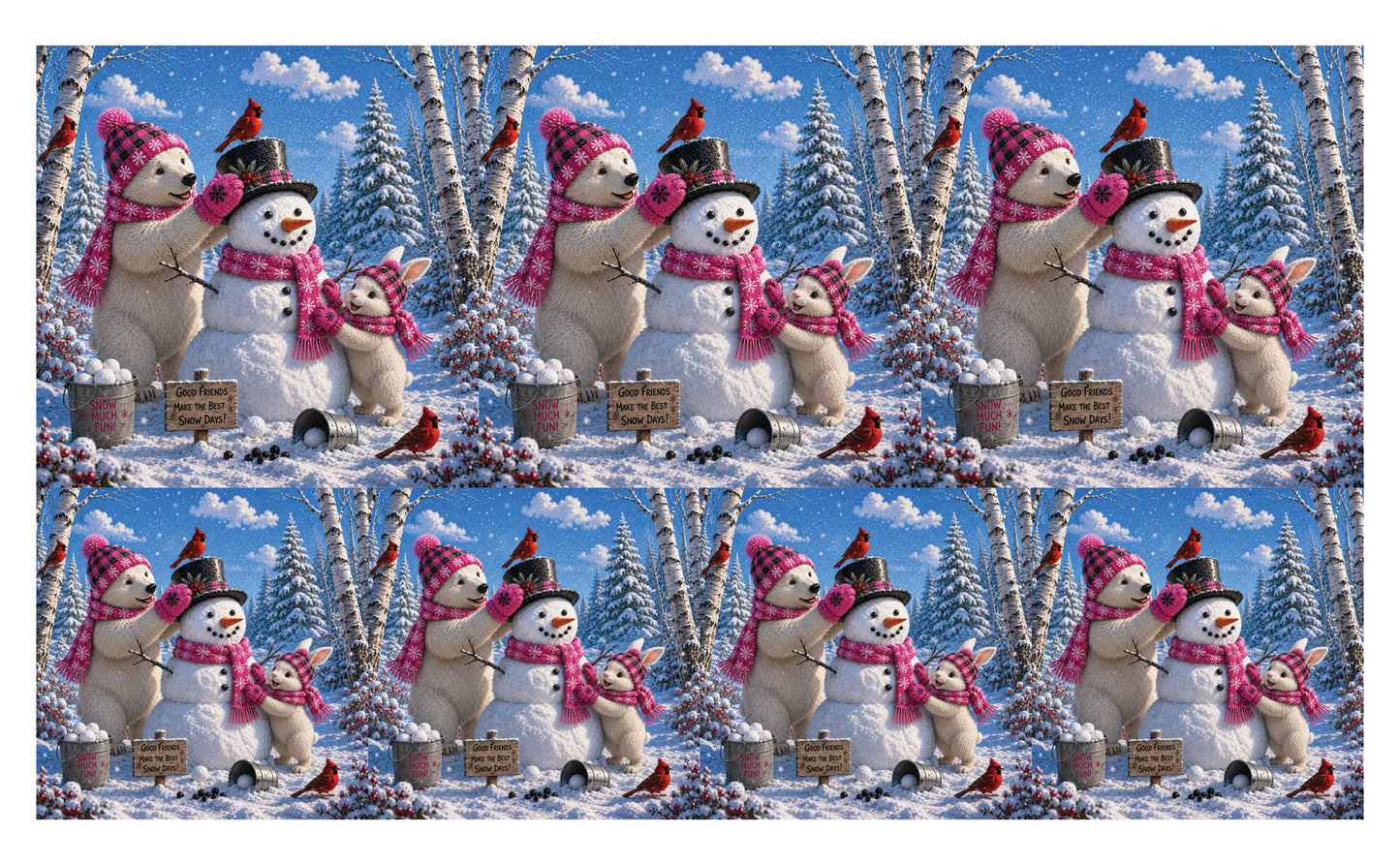 DecoCraft - Studio 1375 - Scenic Tiles Series - Polar Bears - Snowman Builders