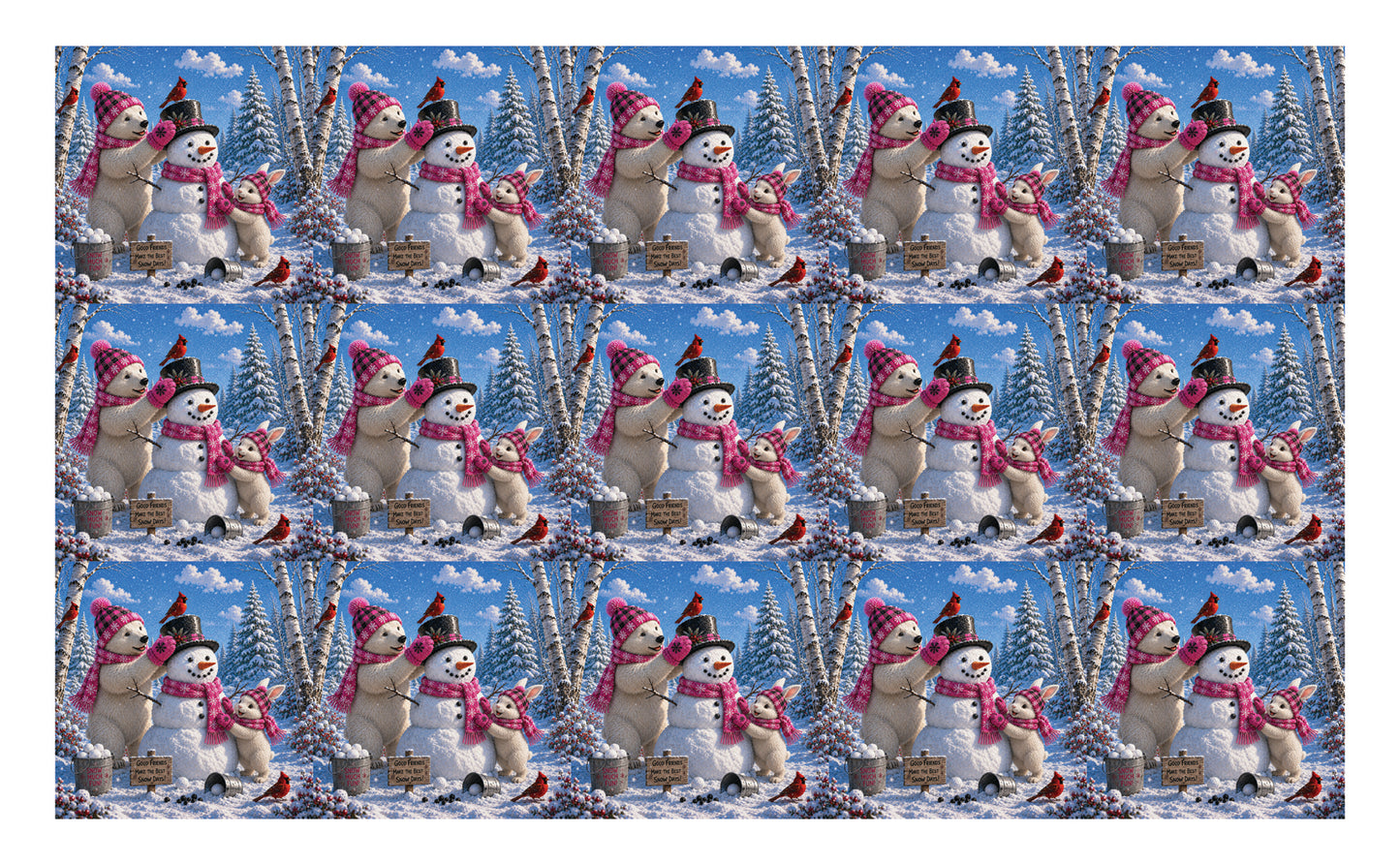 DecoCraft - Studio 1375 - Scenic Tiles Series - Polar Bears - Snowman Builders