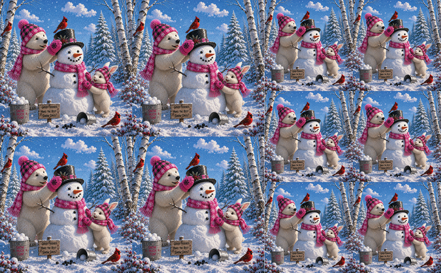 DecoCraft - Studio 1375 - Scenic Tiles Series - Polar Bears - Snowman Builders