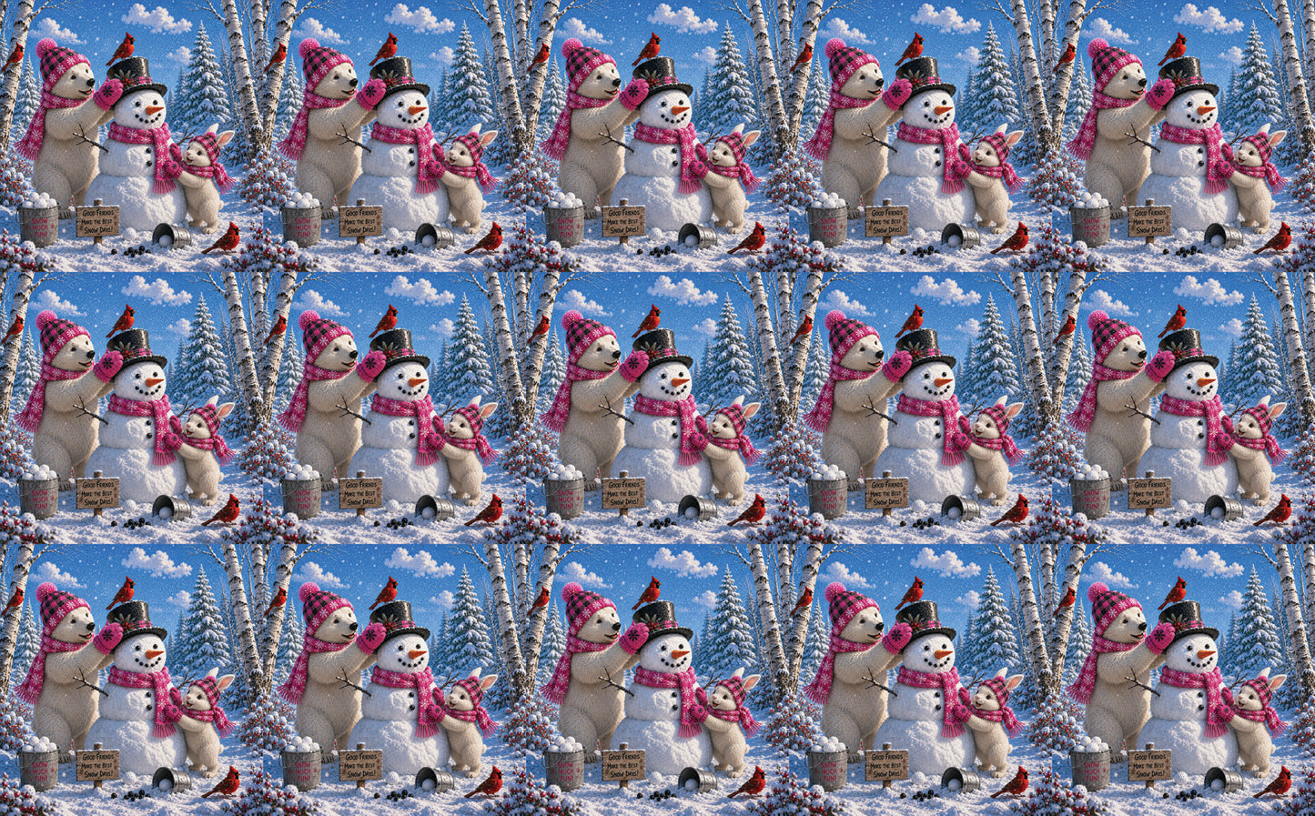 DecoCraft - Studio 1375 - Scenic Tiles Series - Polar Bears - Snowman Builders