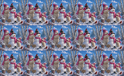 DecoCraft - Studio 1375 - Scenic Tiles Series - Polar Bears - Snowman Builders