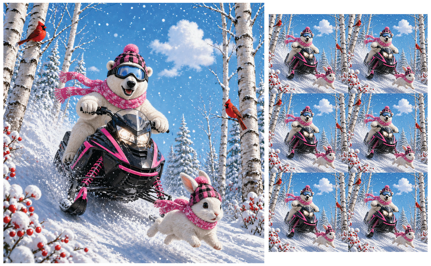 DecoCraft - Studio 1375 - Scenic Tiles Series - Polar Bears - Snowmobile Adventure