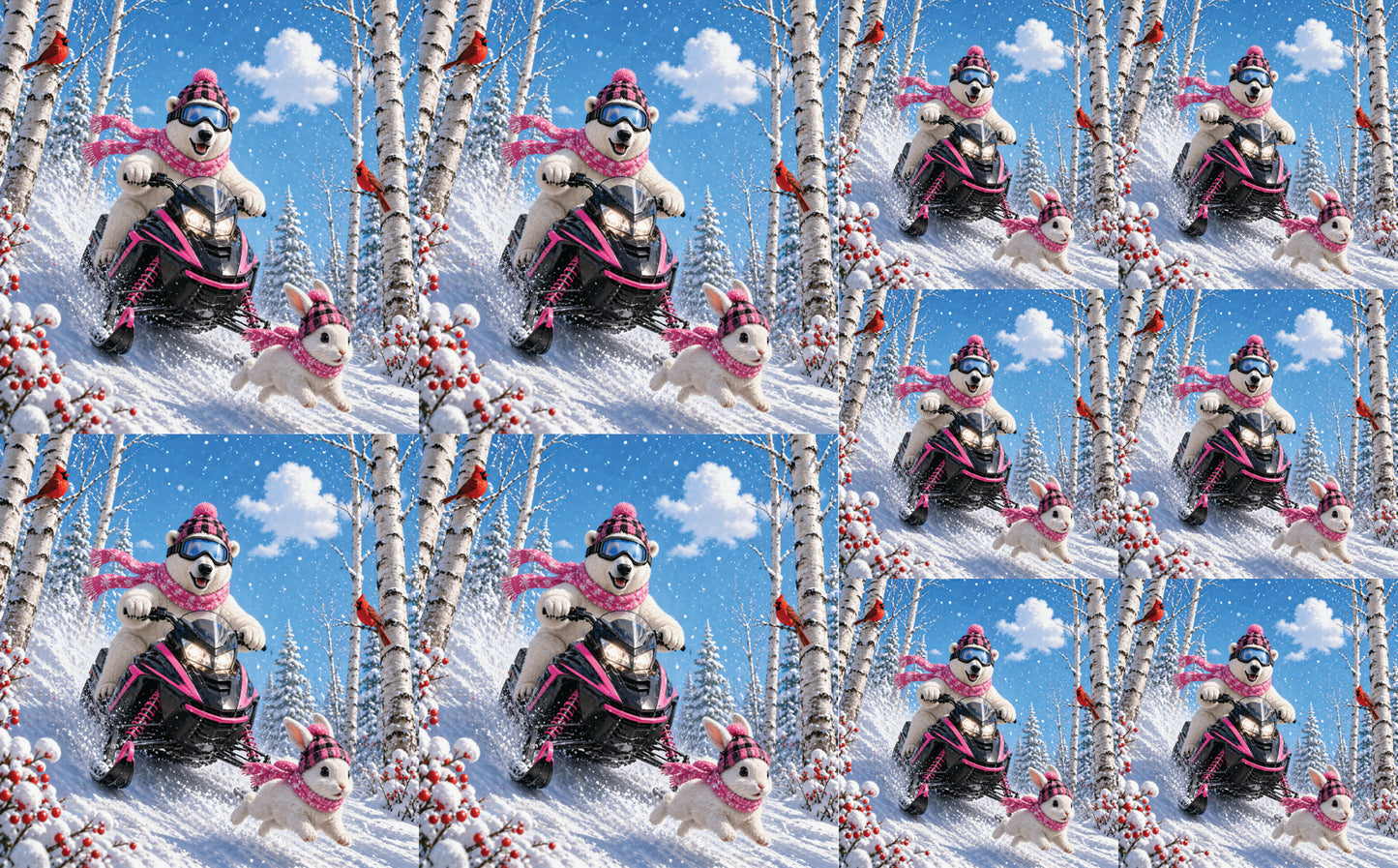 DecoCraft - Studio 1375 - Scenic Tiles Series - Polar Bears - Snowmobile Adventure