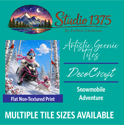 DecoCraft - Studio 1375 - Scenic Tiles Series - Polar Bears - Snowmobile Adventure
