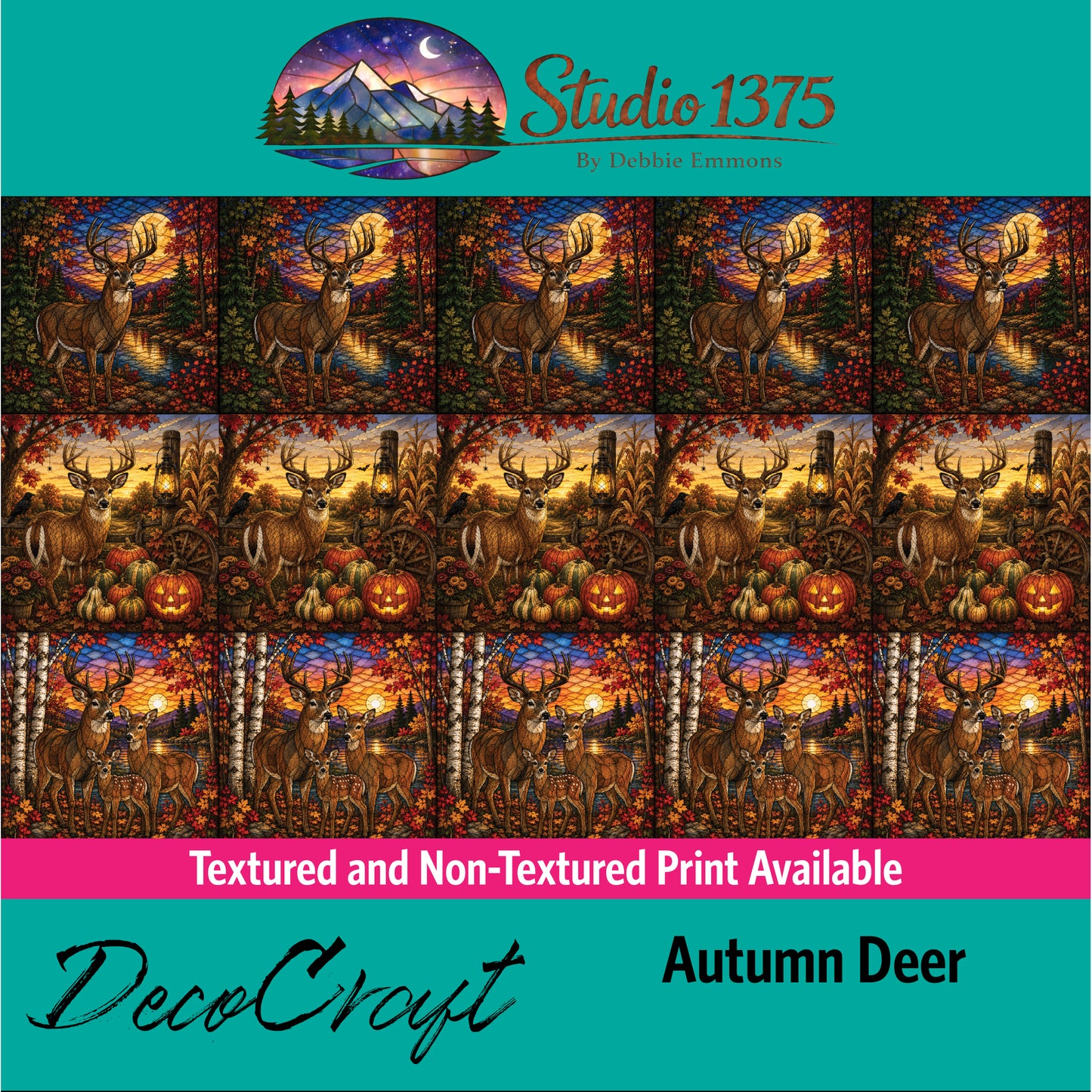 DecoCraft - Studio 1375 - Scenic Elevated Texture Tiles - Autumn Deer Assortment