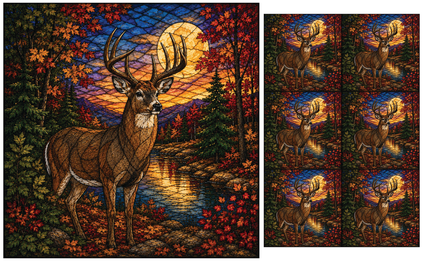 DecoCraft - Studio 1375 - Scenic Elevated Texture Tiles - Deer - Autumn Majesty