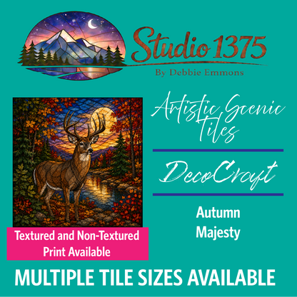 DecoCraft - Studio 1375 - Scenic Elevated Texture Tiles - Deer - Autumn Majesty