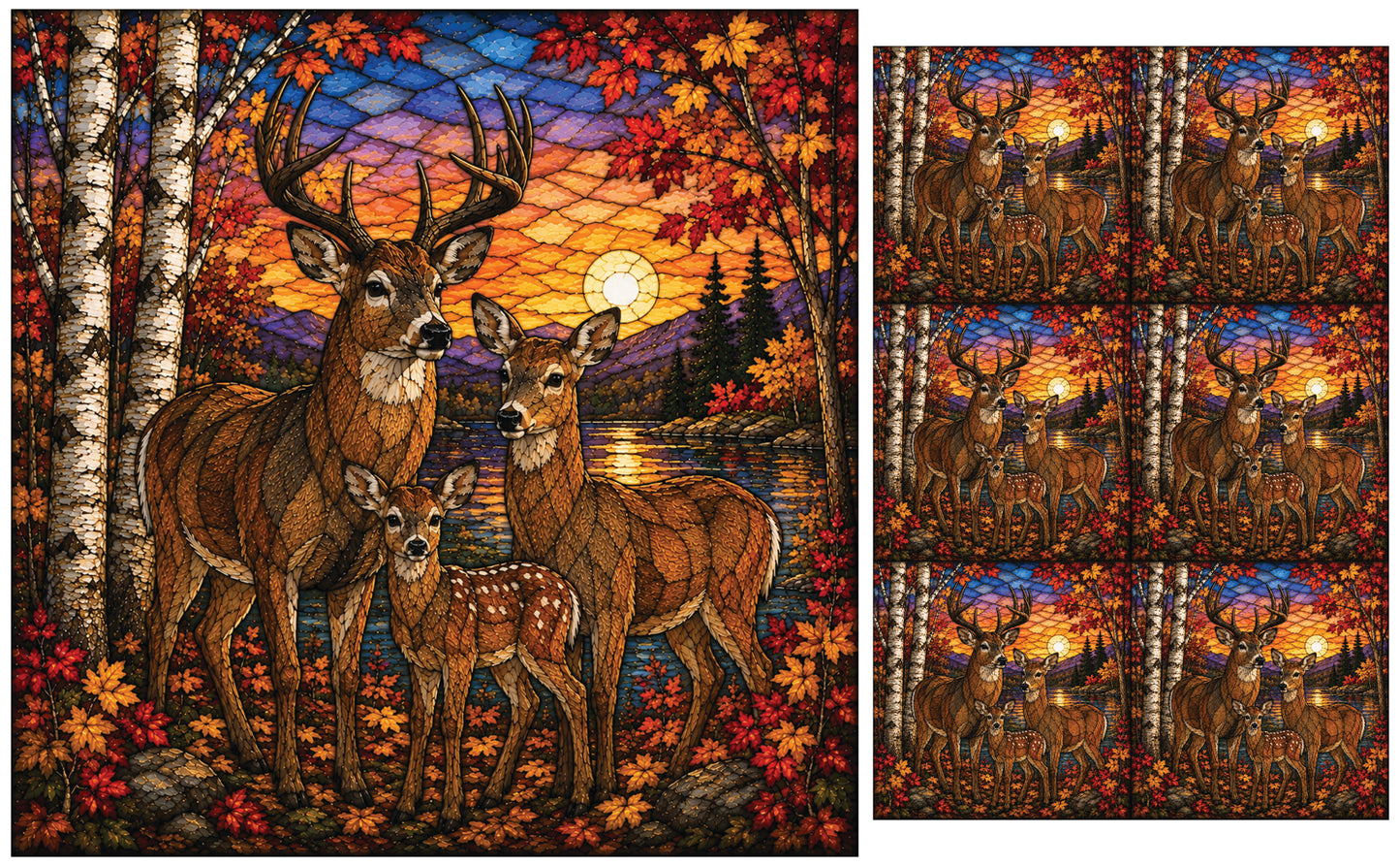 DecoCraft - Studio 1375 - Scenic Elevated Texture Tiles - Deer - Together at Twilight