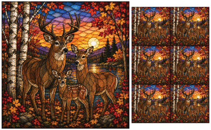 DecoCraft - Studio 1375 - Scenic Elevated Texture Tiles - Deer - Together at Twilight