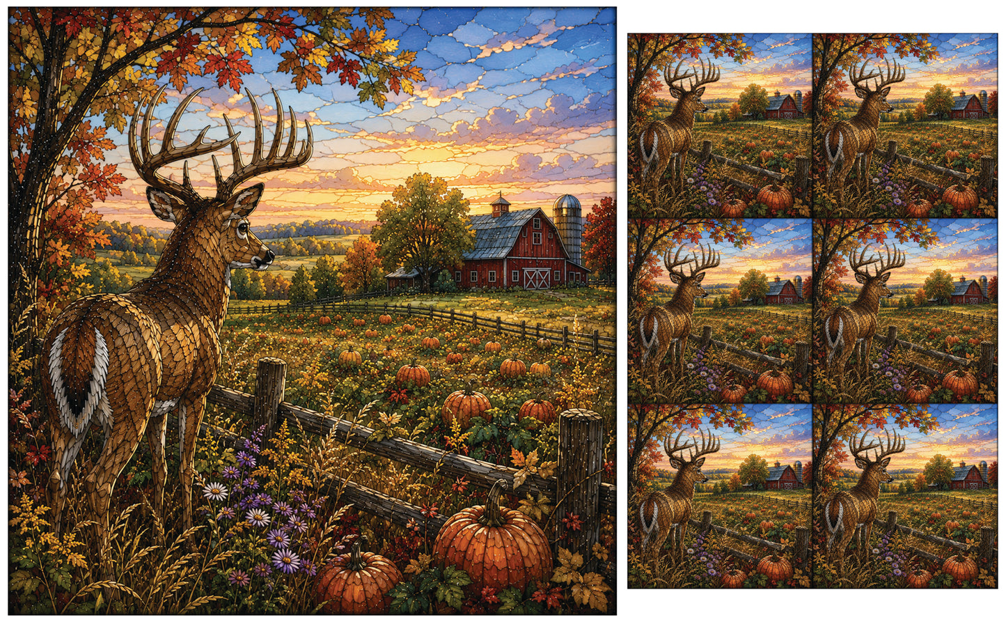 DecoCraft - Studio 1375 - Scenic Elevated Texture Tiles - Deer - Autumn Sentinel