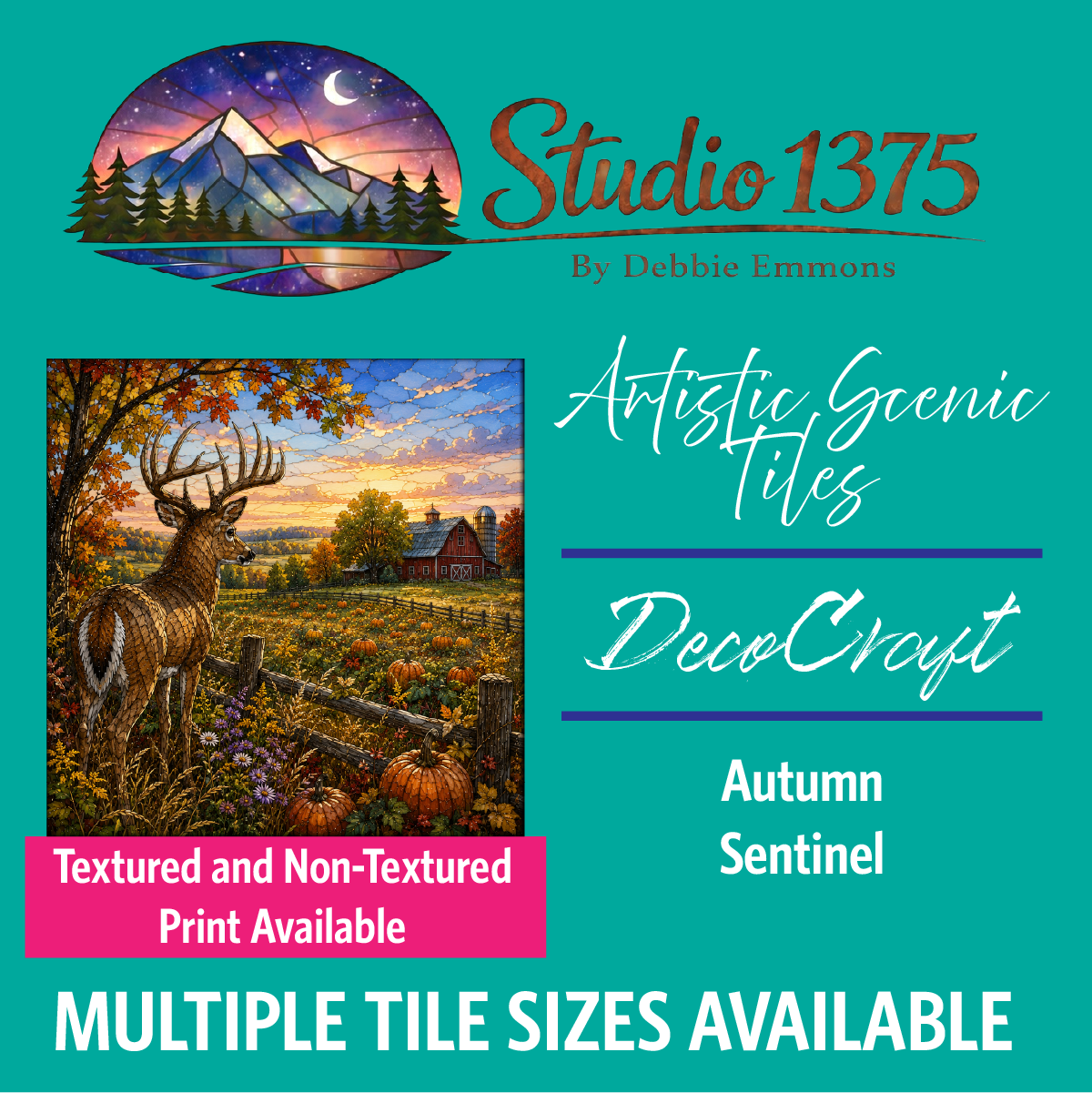 DecoCraft - Studio 1375 - Scenic Elevated Texture Tiles - Deer - Autumn Sentinel