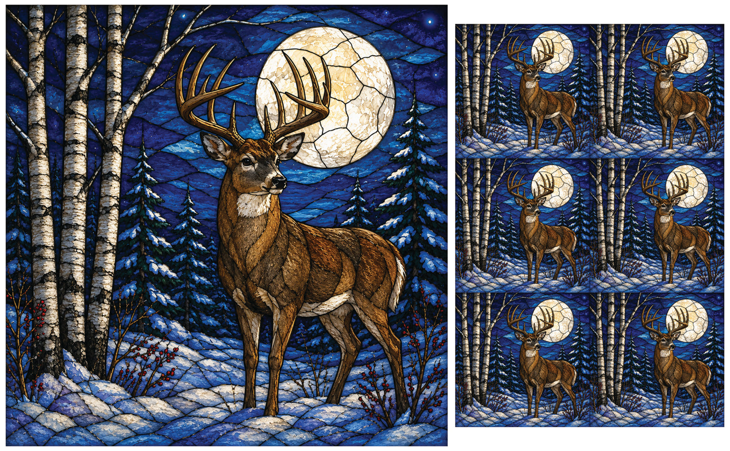 DecoCraft - Studio 1375 - Scenic Elevated Texture Tiles - Deer - Moonlit Guardian