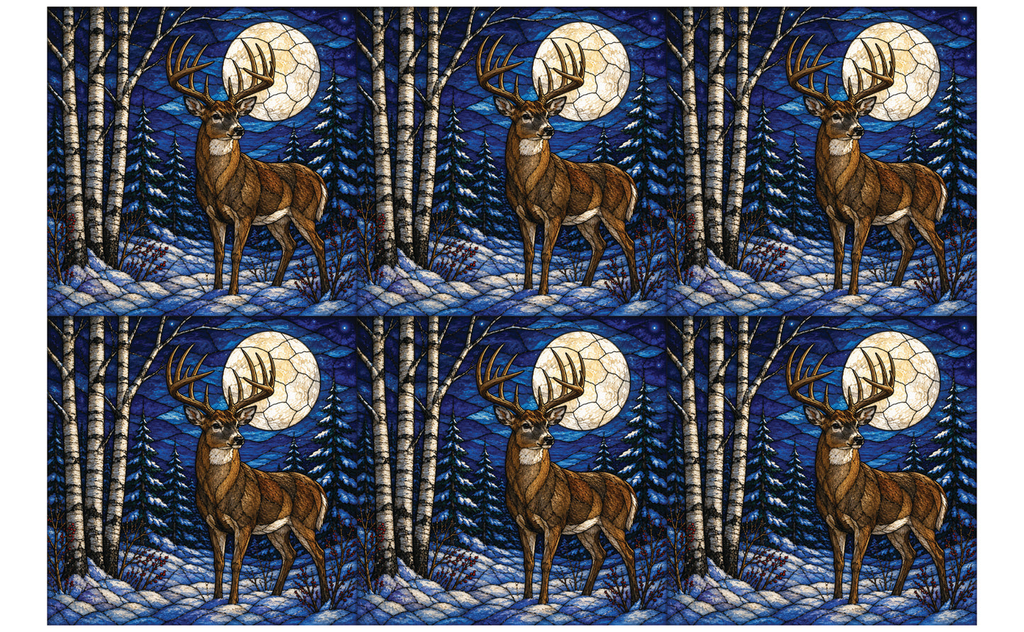 DecoCraft - Studio 1375 - Scenic Elevated Texture Tiles - Deer - Moonlit Guardian
