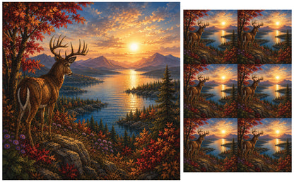 DecoCraft - Studio 1375 - Scenic Elevated Texture Tiles - Deer - Golden Hour Overlook