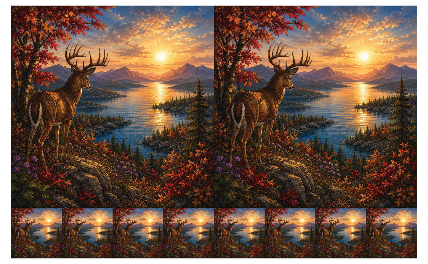 DecoCraft - Studio 1375 - Scenic Elevated Texture Tiles - Deer - Golden Hour Overlook